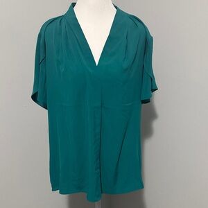 Calvin Klein emerald green Blouse business holiday festive nwt